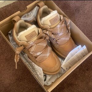 UGG Tan Sneakers with Rugged Design and Thick Sole